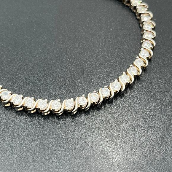 ROSS SIMON 925 Sterling SilverVintage Topaz Swirl CZ Tennis Bracelet Sz 7 - Picture 9 of 13
